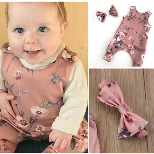 PUDCOCO Newborn Toddler Baby Girl Floral Romper Jumpsuit Clothes Outfits