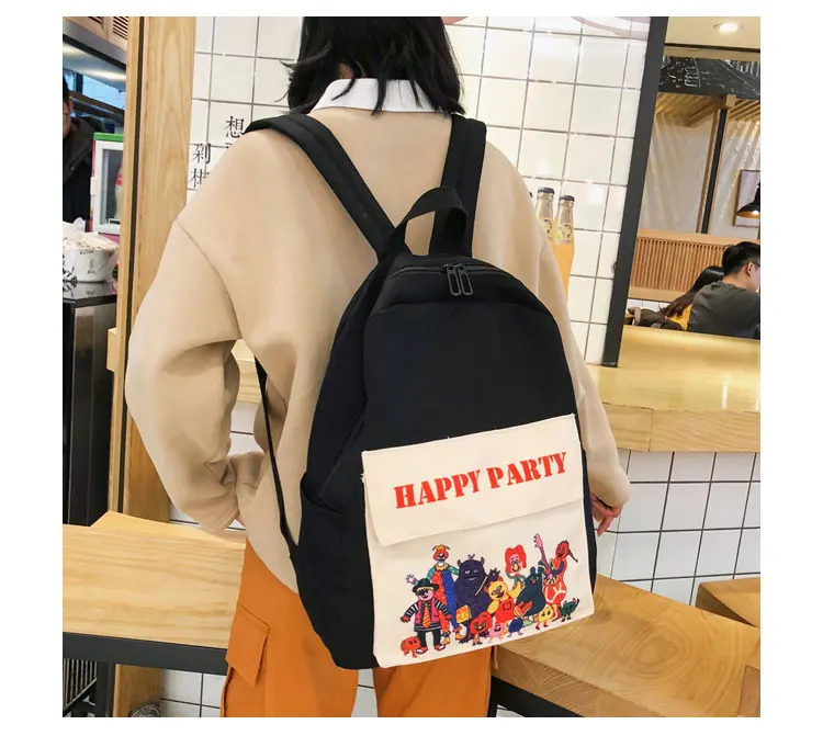 Menghuo Women Backpack Canvas Backpack Cute Printed School Bags Backpack Female Mochila Escolar Girls Backpack for Teenagers New_25