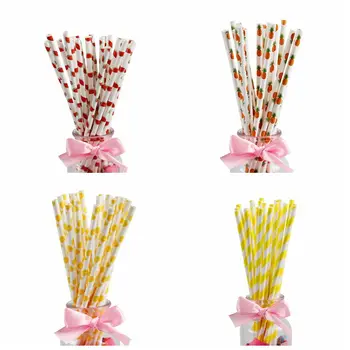 

2400pack/lot Fruit Paper Straws for Baby Shower Wedding Party Kids Birthday Party Decoration Supplies Paper Drinking Straws