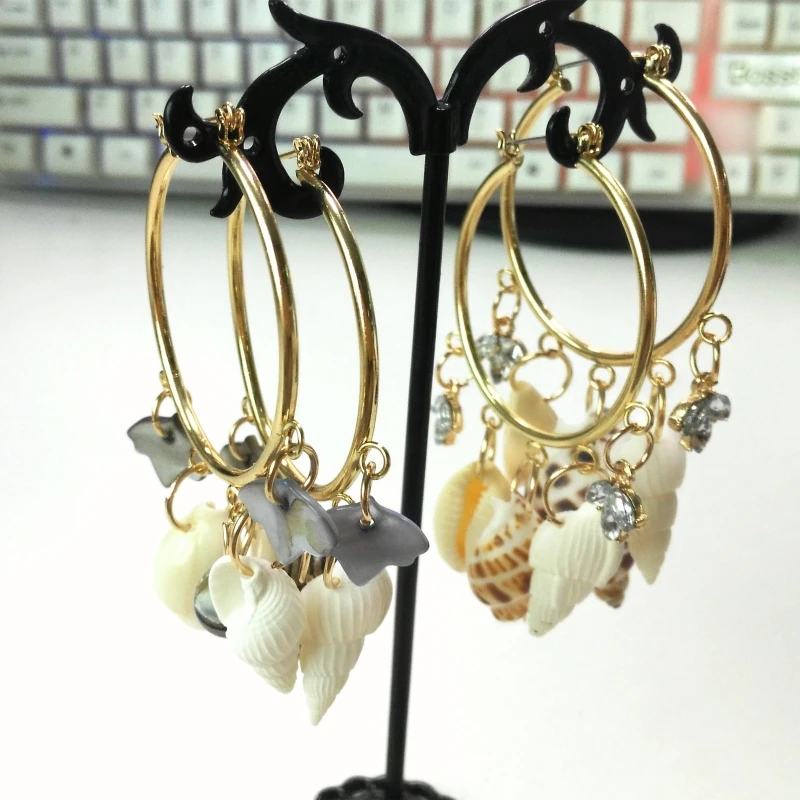 

2019 HOT Unique Irregular Shell Earrings For Women Statement za Geometric Pearl hoop Earrings Fashion Jewelry Party Gift