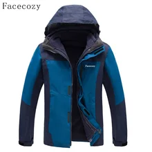 Facecozy для мужчин зимние уличные толстые Рыбалка софтшелл Куртки дышащий 2 шт. Ветрозащитный Кемпинг пальто