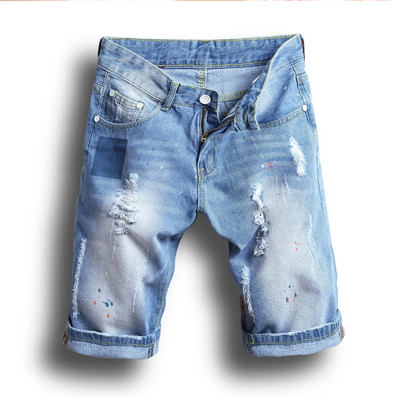 Ripped Jeans Shorts Vintage Male 