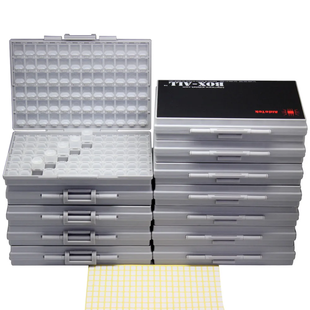 6 Aidetek BOX-ALL-144 Empty enclosure box w/144 compartments each w/lid SMD 0603 