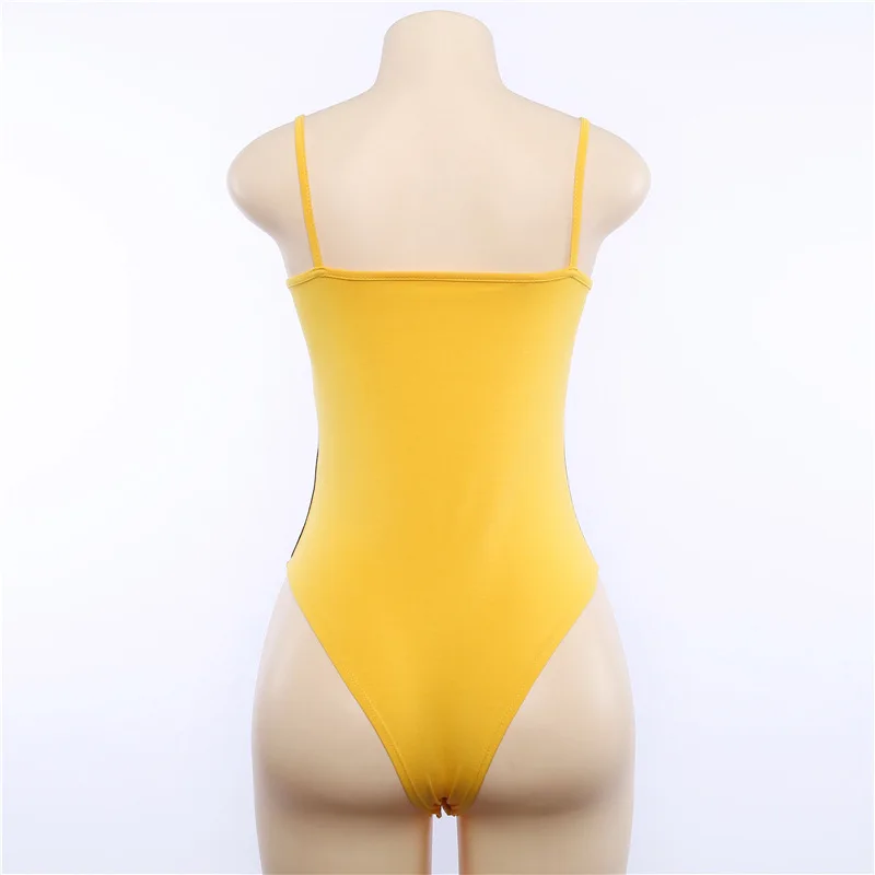 Sexy Cotton Summer Bodysuits Women Yellow Stripe Romper Female Overall Summer Jumpsuit Skinny Work Clothing 2019 Fashion green bodysuit
