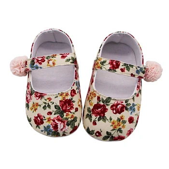 

Floral Newborn Baby Shoes Prewalker Soft Soled Anti-slip Girls Shoes Footwear Classic Princess Girl Crib Flower Shoes