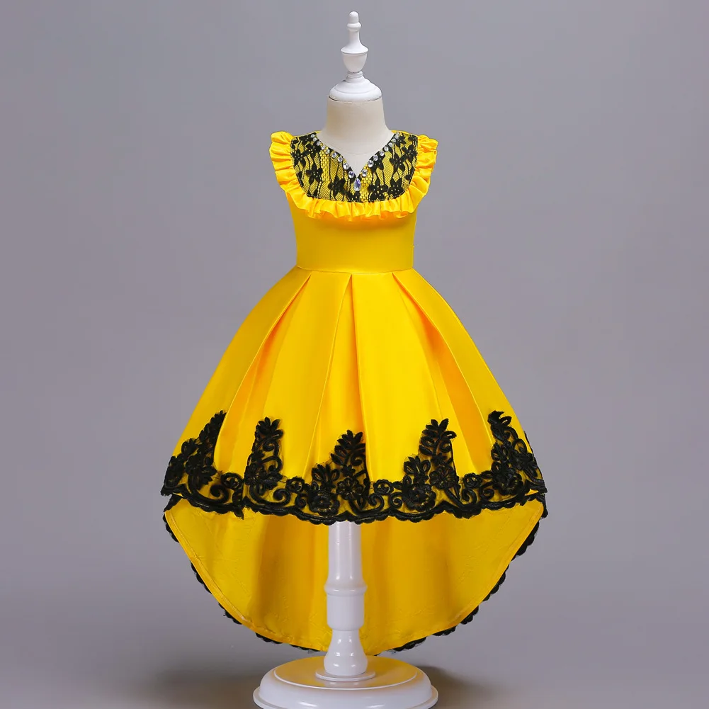 

Europe and america 2019 fashion kids clothing Children beautiful Princess dress Girl Appliques elegance praty wedding Dress