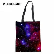 WHEREISART Холщовая Сумка для покупок Galaxy Space, сумки для супермаркетов, Большая вместительная сумка, многоразовая сумка, простая эко женская сумка
