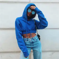 Women Tumblr Sexy Sweatshirt Cropped Hoodie Hip Hop Oversized Pullover Female Sweatshirt Blue Jumper Ullzang Harajuku Hoodies