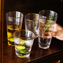 Ins style стеклянная чашка золотого хода, Короткие Стильные стеклянные чашки для завтрака, стеклянная посуда, Вода Кофе Чай, кружка для молока, смузи, посуда для напитков