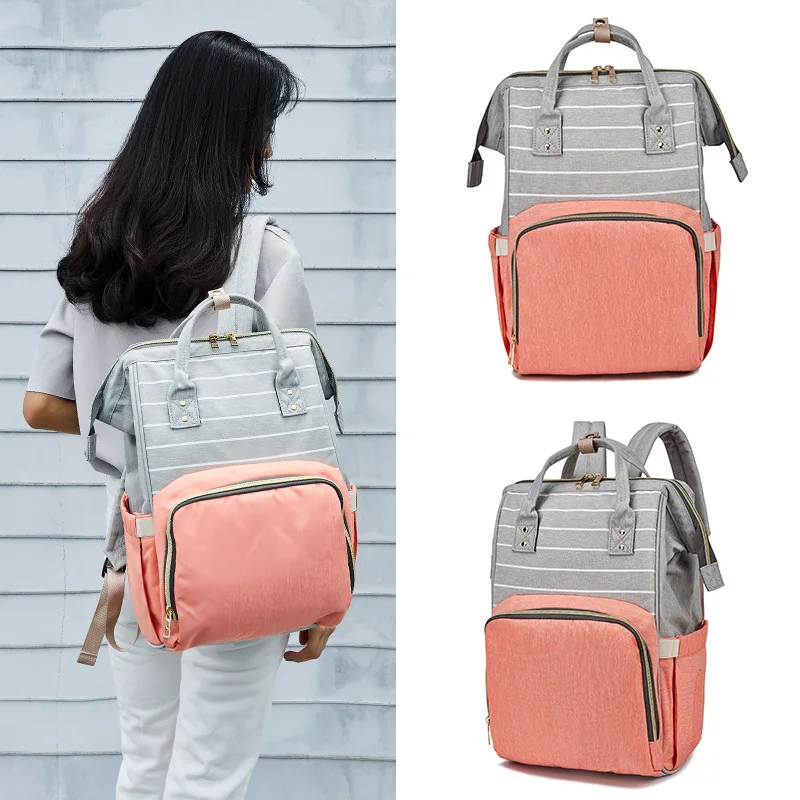 

Fashion Mummy Striped Maternity Nappy Bag Large Capacity Baby Bag Designer Nursing Bag Diaper Bag For Baby Stroller