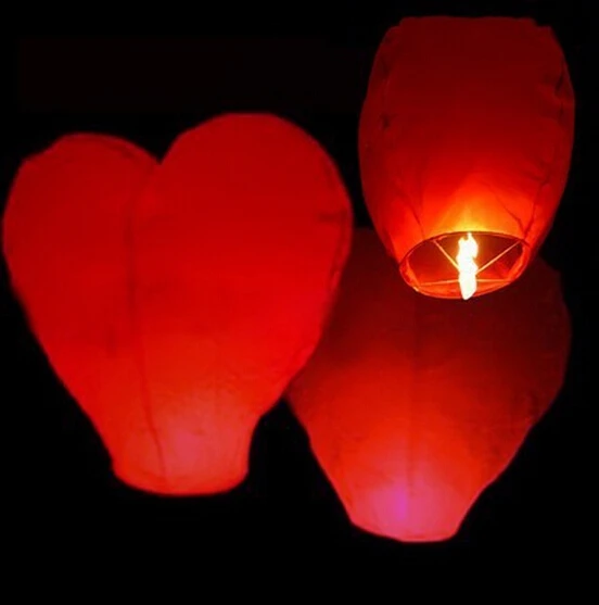 Red Heart Sky Lanterns Chinese Paper Globos Fire Wish Candle Red Heart Sky Lanterns Chinese Paper Globos Fire Wish Candle Balloons Lighted For Wedding Party Decorations