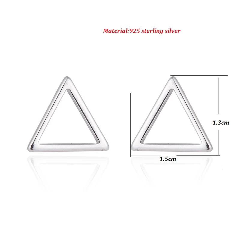 Jisensp 925 пробы серебряные геометрические треугольные круглые квадратные серьги-гвоздики для женщин, модные ювелирные изделия, полые сережки Brincos