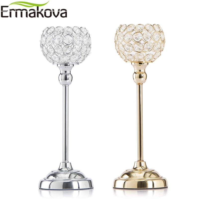 

ERMAKOVA Crystal Candle Holders Stand Tea Light Candlesticks Wedding Table Centerpieces Party Home Decoration
