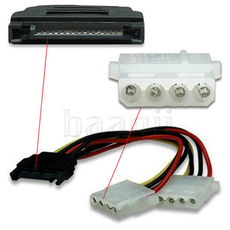 Кабель MLLSE 15Pin SATA Power штекер двойной Molex 2X 4 контактный разъем CB205|sata sata|sata male to femalepower