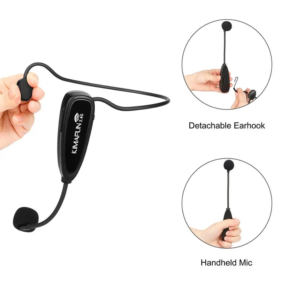 Fone de Ouvido Guia de Reunião Ensino com Adaptador 2.4g sem Fio Mic para Altifalante Kimafun Microfone Fala Megafone Rádio 6.35mm - Image 2