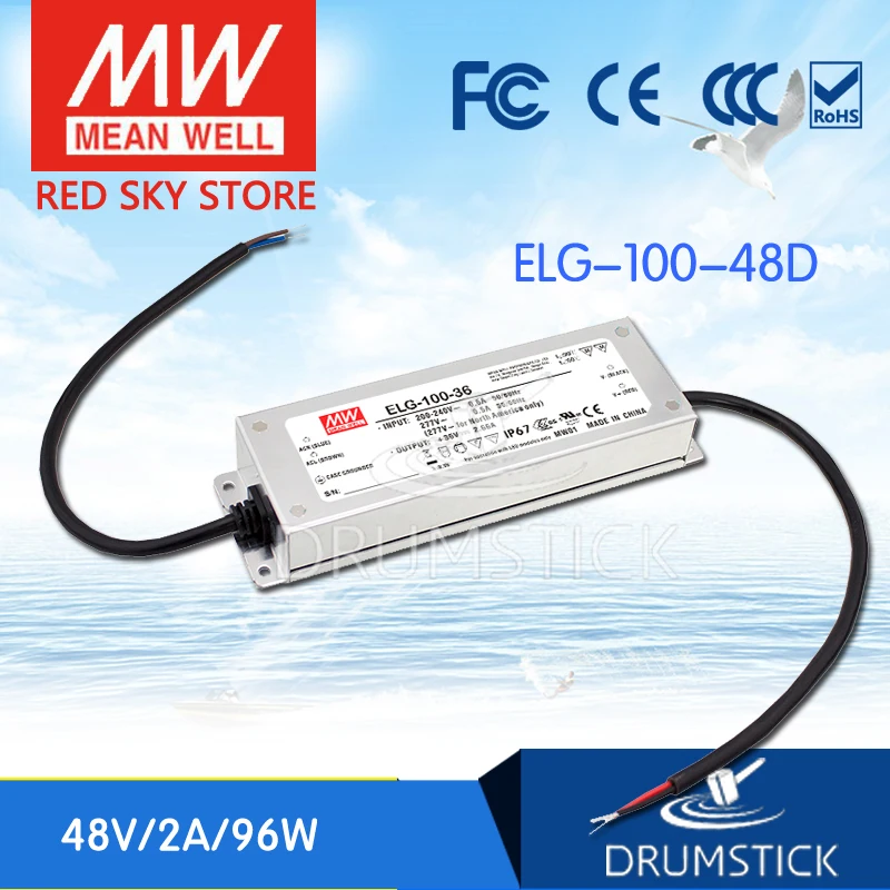 

MEAN WELL ELG-100-48D 48V 2A meanwell ELG-100 48V 96W Single Output LED Driver Power Supply D type