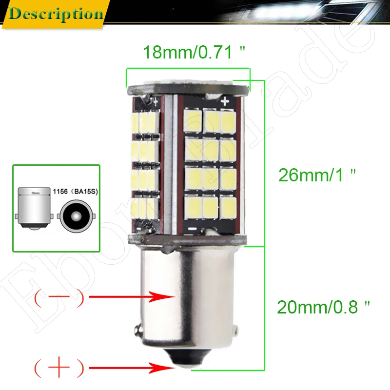 1 шт./лот 1156 BA15S S25 Автомобильный светодиодный лампы светильник 56 SMD 2835 P21W 7506 резервный задний фонарь заднего тормоза задний фонарь светильник лампа белый 6000K 6В постоянный ток