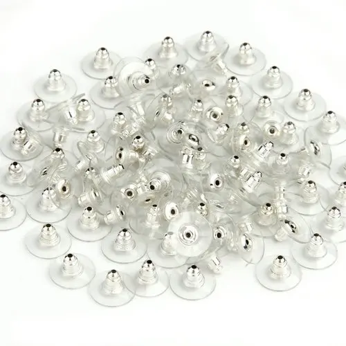 

100 Plastic Earring Backs Stoppers Ear Post Nuts 0.43x0.24