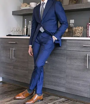 

latest Coat Pant Designs Navy Blue Wedding Suit for Men Custom Made Tuxedo High Quality Slim Fit Blazer 2 Piece Vestido Ternos F