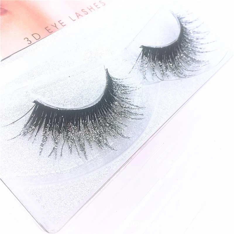 

3D Mink Messy Silver Glitter Long False Eyelashes Sequin Eyelashes Shimmer Color Exaggerated Fake Lashes Extension Makeup Tools