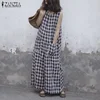 Hot Sale Rompers Women Pants Jumpsuits Baggy Overalls Wide Leg Plaid Checked Plus-Size Vintage BxpalXxk