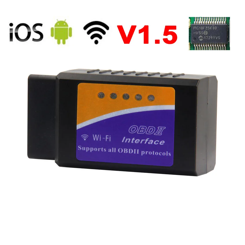 ELM327 V1.5 wifi Bluetooth USB PIC18F25K80 чип OBD OBD2 диагностический считыватель кода сканер ELM 327 V1.5 OBD2 для Android/IOS/PC - Цвет: WIFI