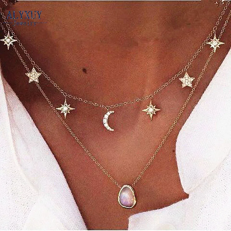 New women fashion trendy jewelry moon star choker necklace gift girlin