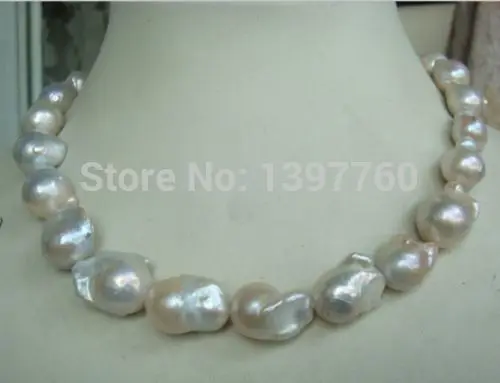 

Miss charm Jew.104 natural huge Australian south sea white baroque pearl necklace 18inch (A0322)