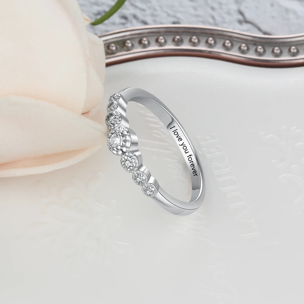 Wedding Accessorise Personalized Gift Engraved Name 925 Sterling Silver Rings For Women Anniversary Jewelry (JewelOra RI103751)