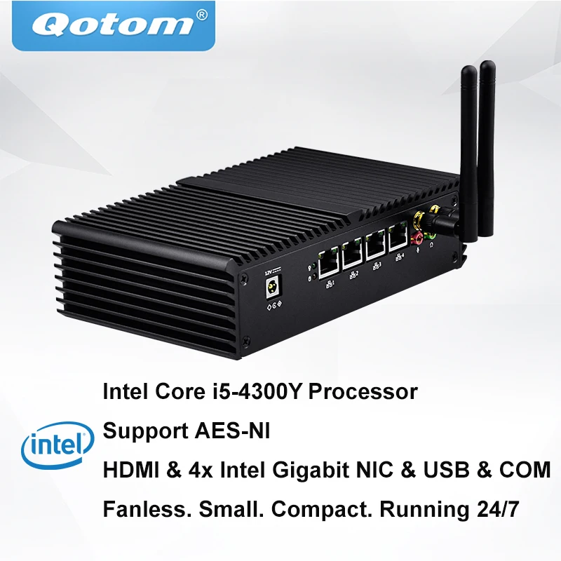 QOTOM 4 Gigabit NIC Mini PC I5 4300Y AES NI PFSense CentOS Untangle Linux Advanced Firewall