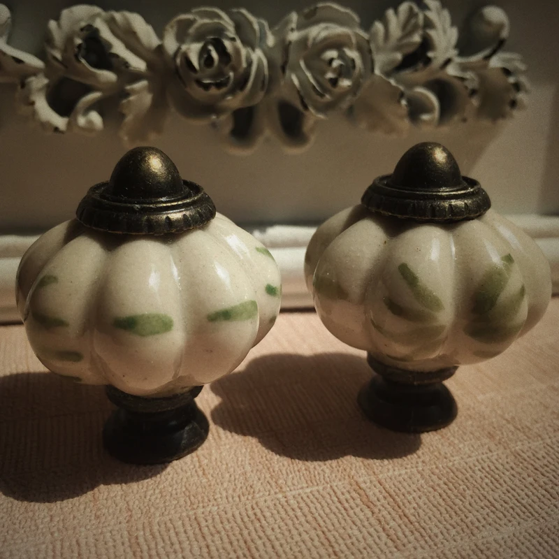 

Hand Painted Children Room Furniture Door Handle DIA 32mm Grey Pumpkin Ceramic Cabinet Cupboard Wardrobe Pulls Knobs