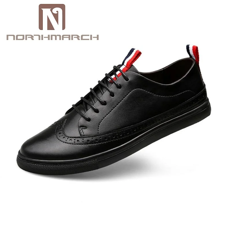 

NORTHMARCH Mens Loafers Fashion Sneakers Breathable Lace-Up Casual Shoes Leather Bullock Men Genuine Leather Loafers Footwear