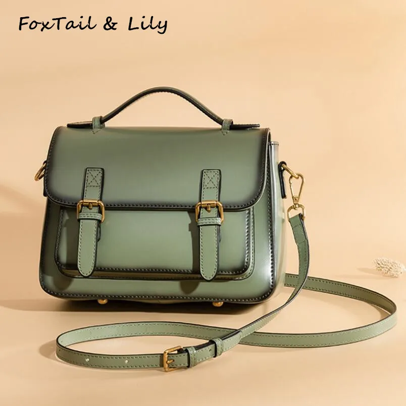 Senhoras do Vintage Bolsa de Ombro Foxtail Lily Designer Marca Feminina Crossbody Bolsas Couro Genuíno Pequeno Mensageiro Bolsa & 2020