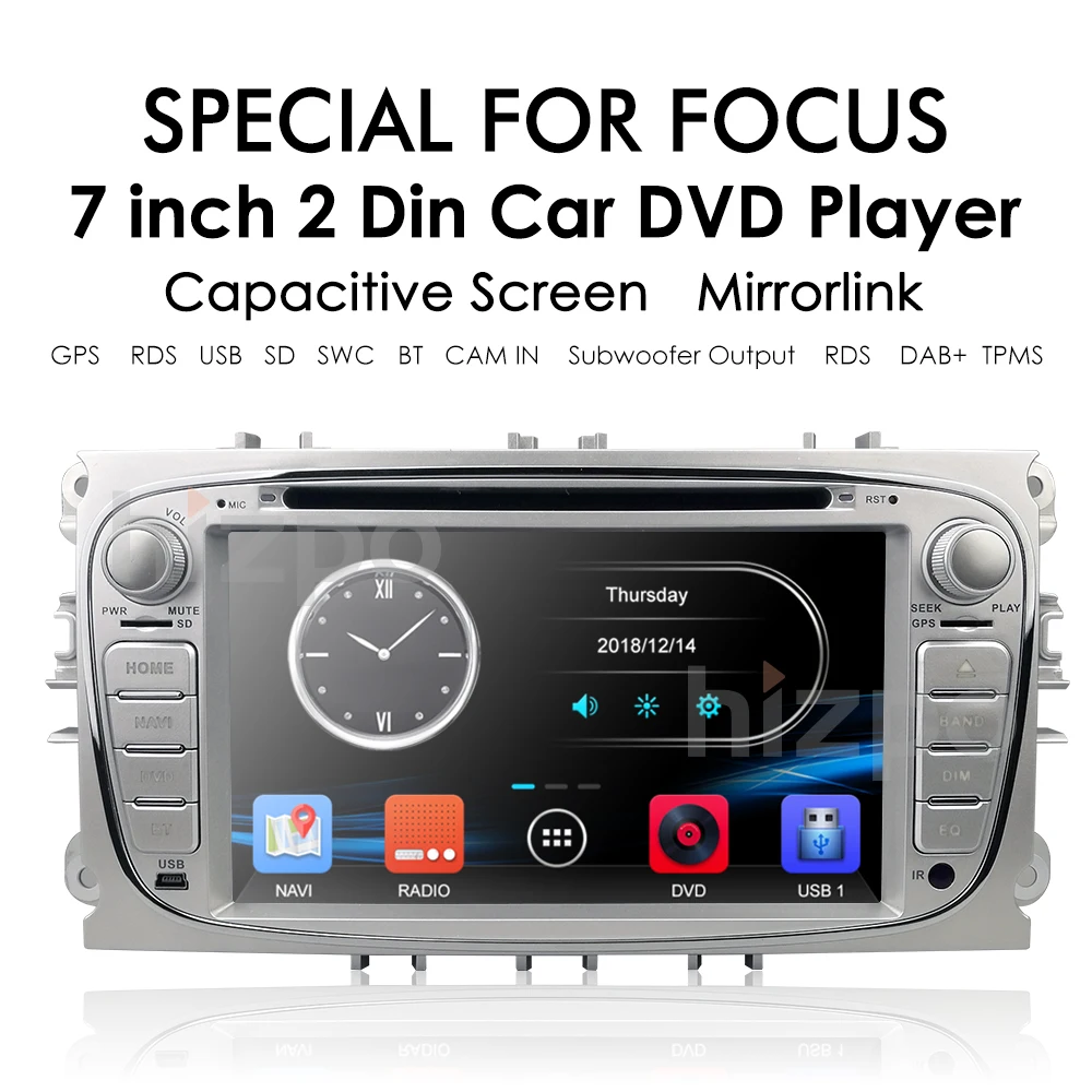 Cheap 7" RDS DAB+ OBD2  Mirror link Car DVD Player For Ford Focus 2 S-Max C-Max Mondeo 4 Galaxy Kuga 2008-2010 Free camera 2