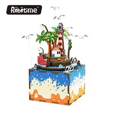 Robotime музыкальная шкатулка Сделай Сам профессионально остров деревянные головоломки Миниатюра ручной работы AM407