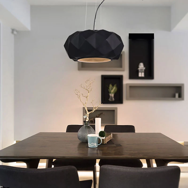 Glass Pendant Lights Simple Modern Hanging Black White Glass Pendant Lamps Diamond Cutting Plating Decorative Pendant Light for Restaurant (18)