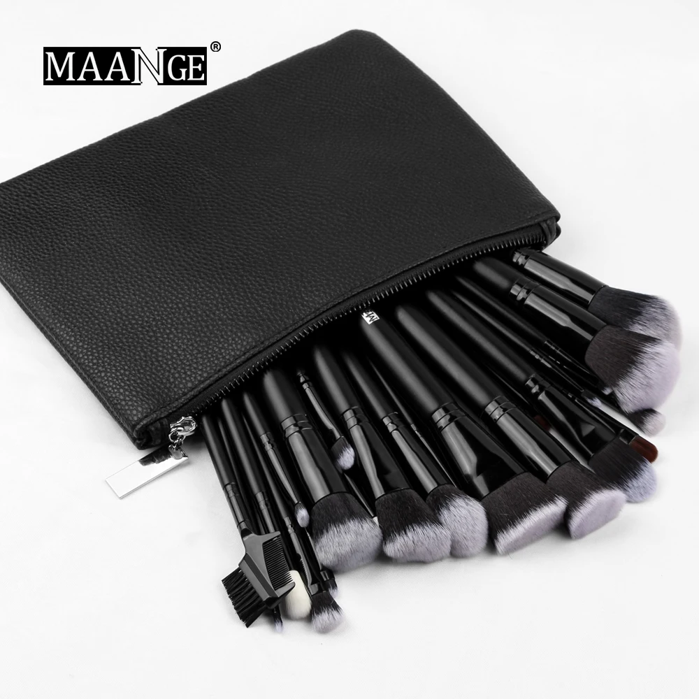 

MAANGE 5/10/22/27 Pcs Wood Makeup Brushes Set Soft Hair Foundation Powder Blending Eyeshadow Brushes For Makeup Cosmetic Kits