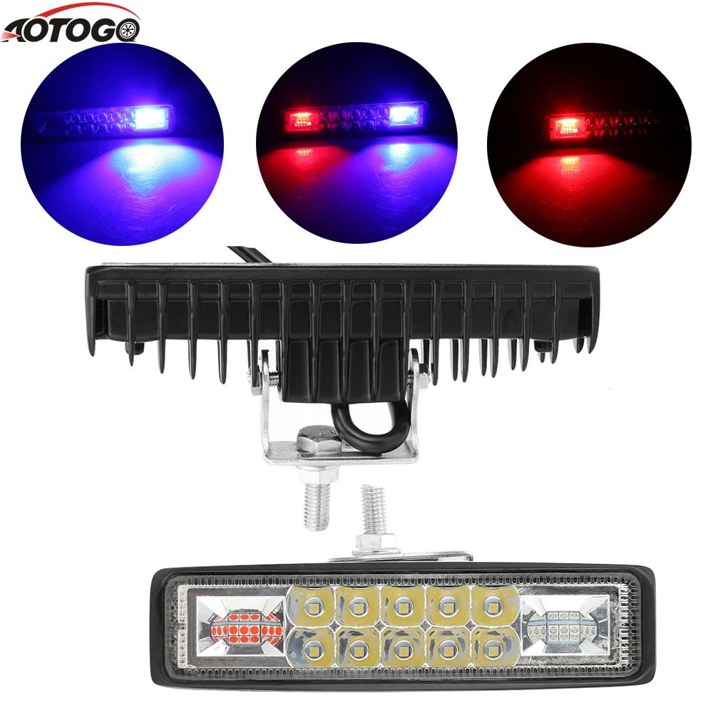 

car LED 18w bar Day Driving light fog Lamp spotlight Work Light double color Strobe Spot Flood Beam For offroad Moto SUV ATV