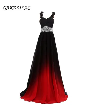

Gradient Chiffon Evening Dresses Vestido Longo Beaded Prom Dress 2019 Prom Long Elegant Dress For Plus Size Woman Prom Gown