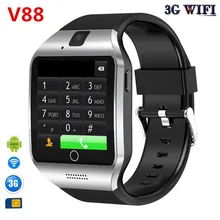 3G Wifi V88 Android Smart Watch Q18 Plus With Sim Card 500W camera video recording support Play Store Download APP Smart Clock