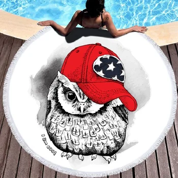 

Owl Round Beach Towel Home Decoration Decorative Beach Shawl Polyester Cartoon Print Bath Towel Fashion Holiday Towel