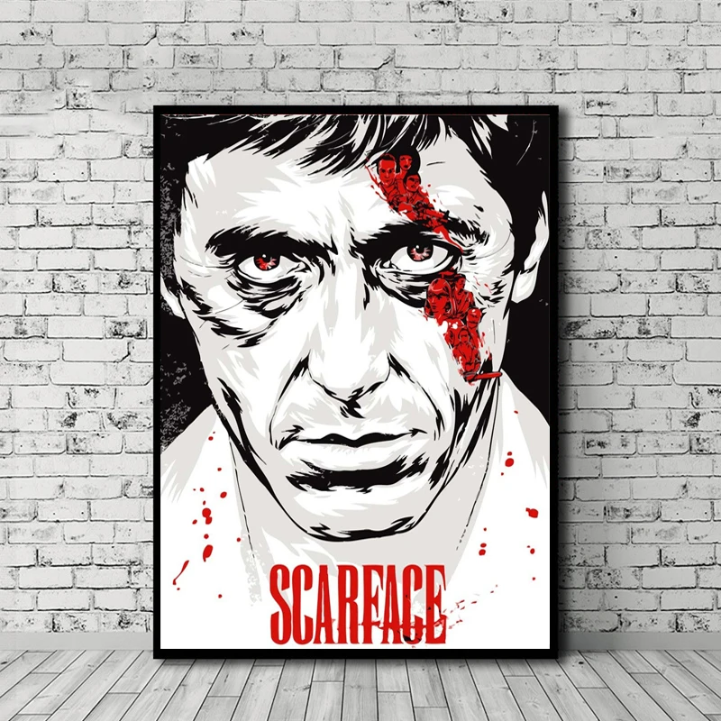 

Scarface Movie Tony Montana Wall Art Canvas Posters Prints Painting Oil Wall Pictures For Bedroom Modern Home Decor Framework HD