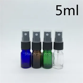 

5ml blue green amber transparent glass bottle with sprayer, Essential Oil Spray Glass Bottle perfume bottle