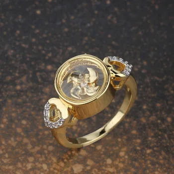 

BeUrSelf Heart Finger Rings the Middle East 18 Gold Color Zircon Micro Paved Ring Lucky Rotatable Windmill Jewelry Dropshipping