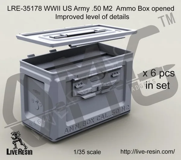 

IN STOCK Live Resin LRE-35178 1/35 WWII US Army .50 M2 Ammo Box Opened