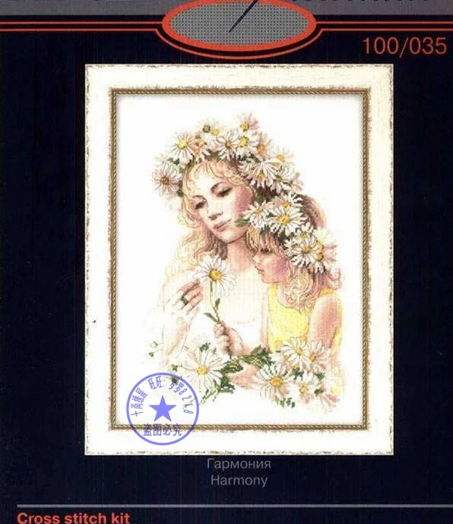 CS-1017 cross stitch kit harmony mother and daughter daisy flower Riolis 100-035.jpg
