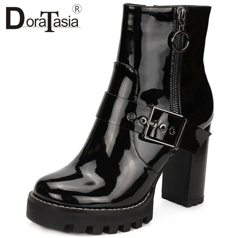 

DORATASIA 2019 New Fashion Dropship Large Size 35-41 Solid Ankle Boots Woman Shoes Square High Heels Platform Shoes Woman Boots