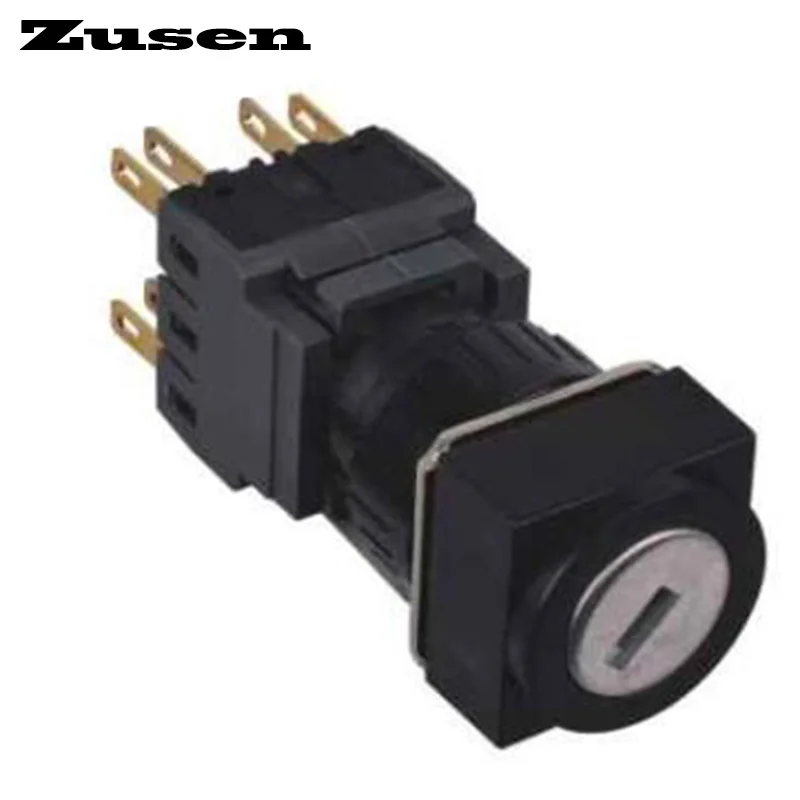 

Zusen 16mm square plastic key lock switch push button switch (F16F-11Y/21)