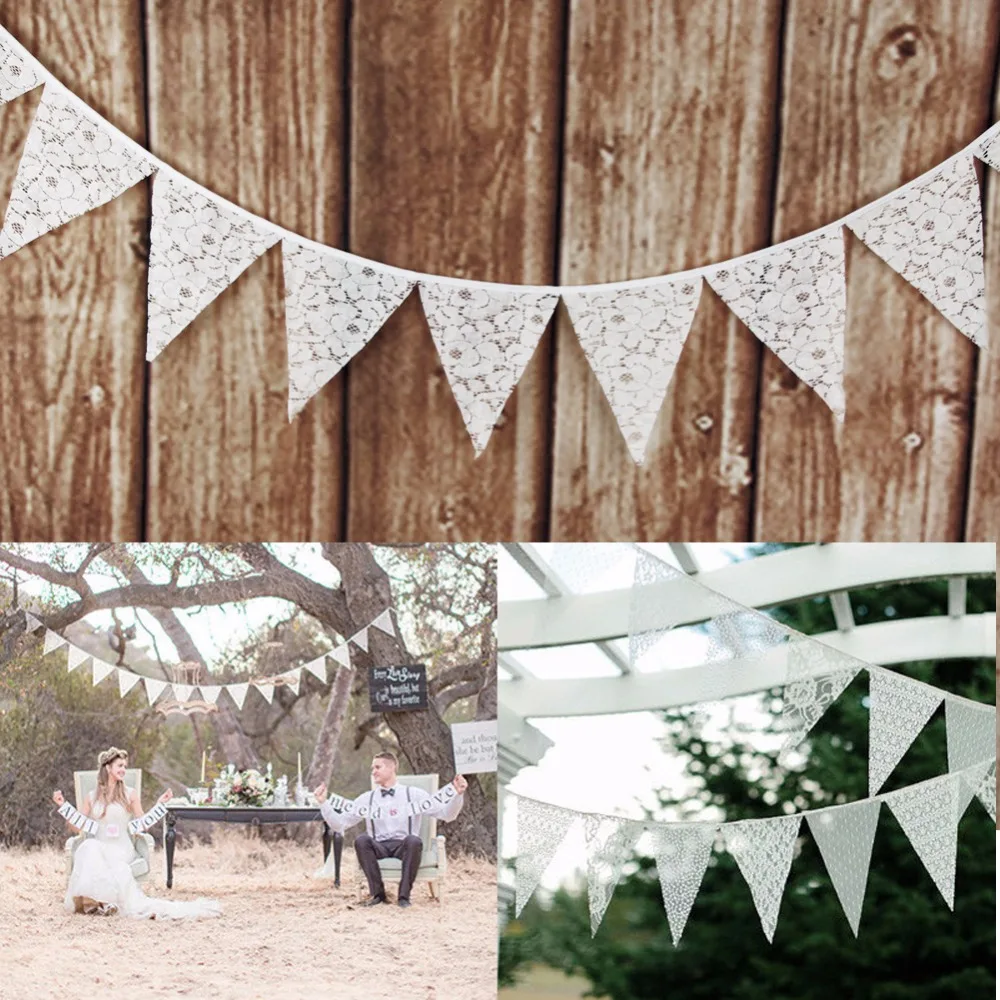 Wedding Party Decor 3.2M 12 Flags Lace Fabric Vintage Pennant Bunting Banner Decor Romantic Hanging Ornaments
Wedding Party Decor 3.2M 12 Flags Lace Fabric Vintage Pennant Bunting Banner Decor Romantic Hanging Ornaments