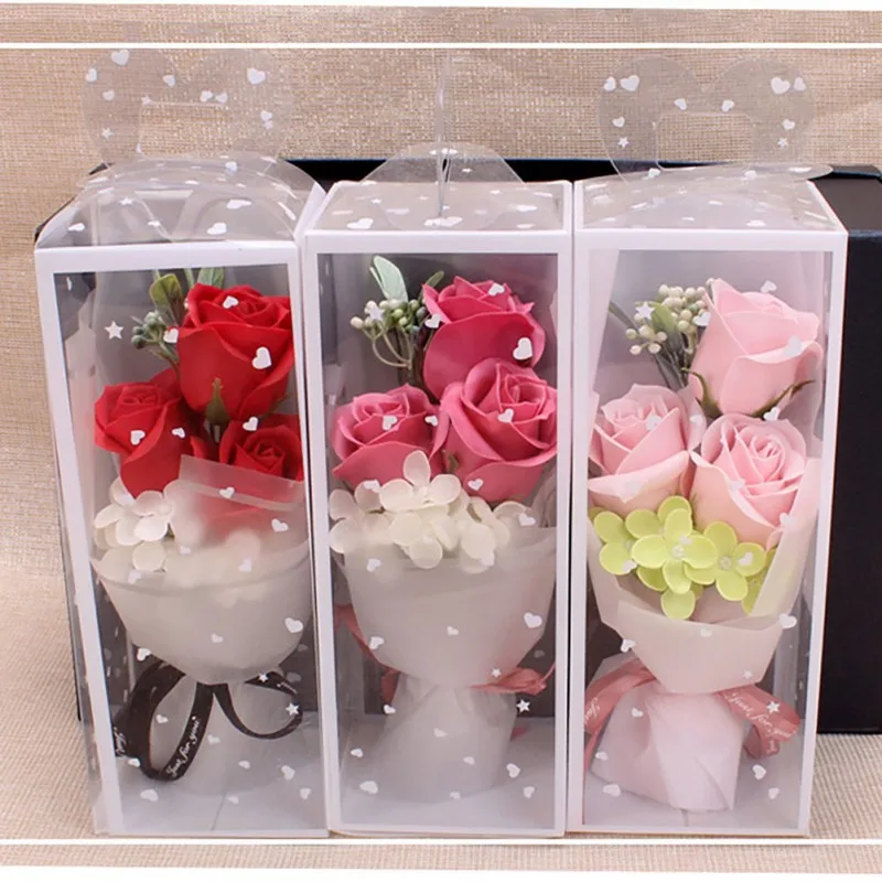3 Soap Rose Bouquet Gift Box Valentine's Day Wedding Festive Artificial Decor Flower parure de mariage Party | Дом и сад